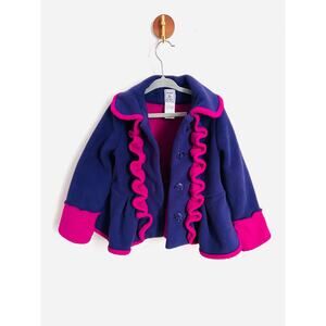 Mack & Co Girls 2T Purple Pink Ruffle Fleece Peacoat Jacket Toddler Boutique